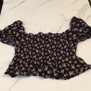 Aeropostale black floral crop top, small.